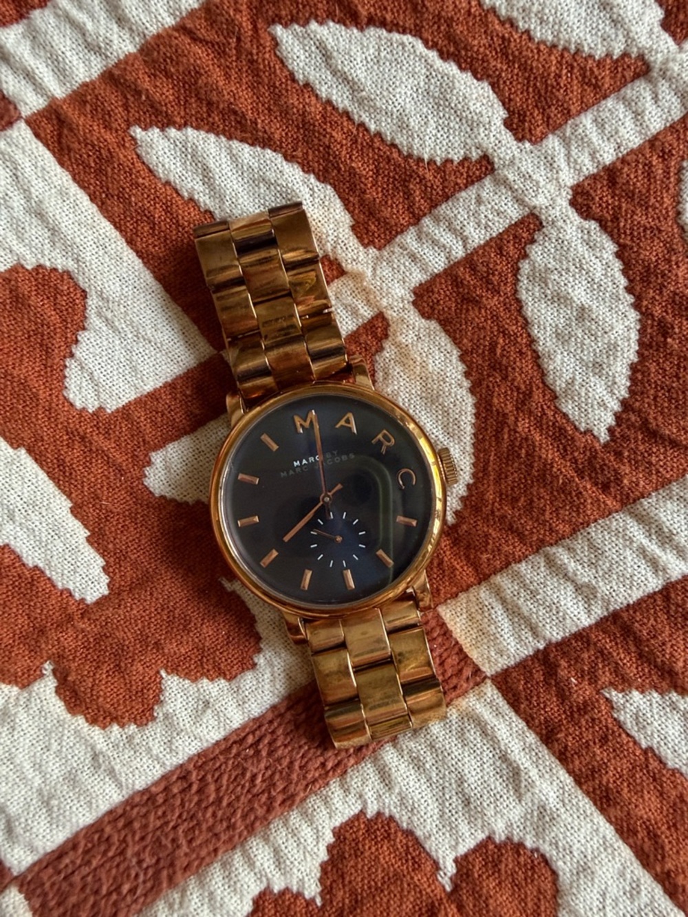 Marc Jacobs Gold and Black Round-Link Bracelet Watch